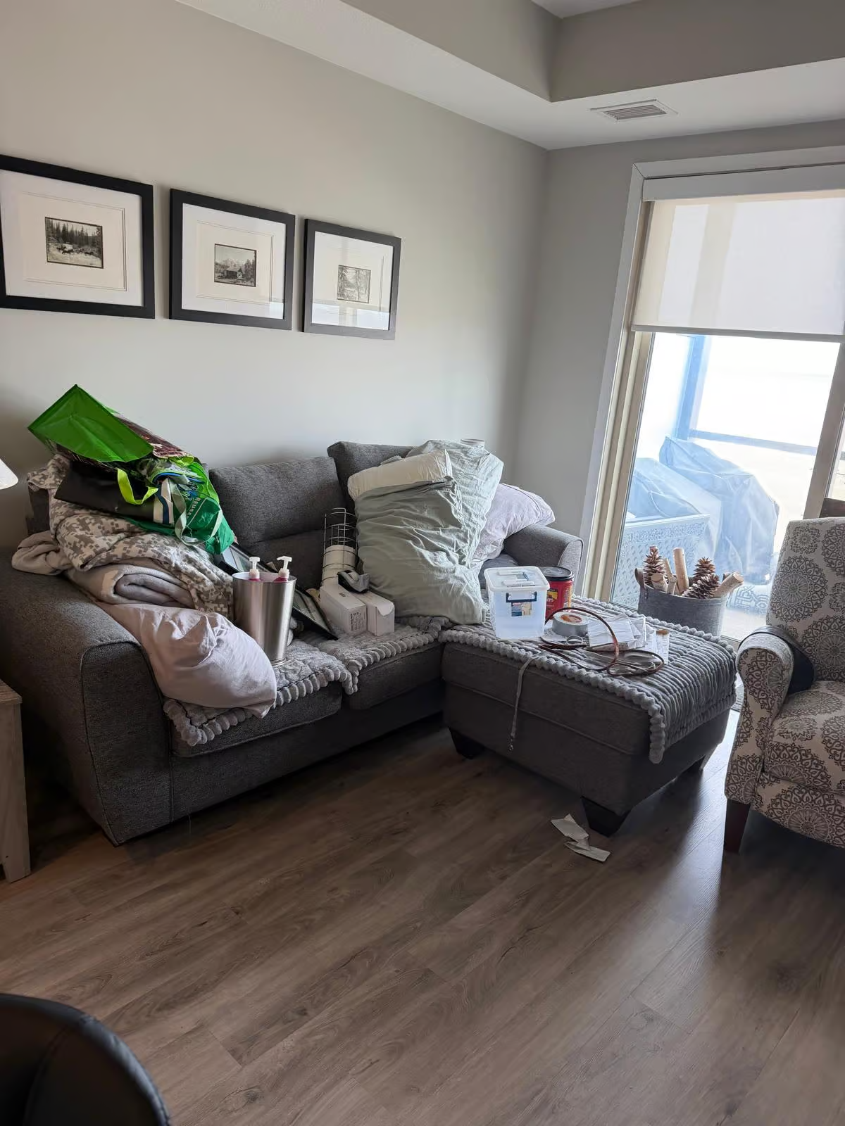 Household belongings and furniture ready to be moved